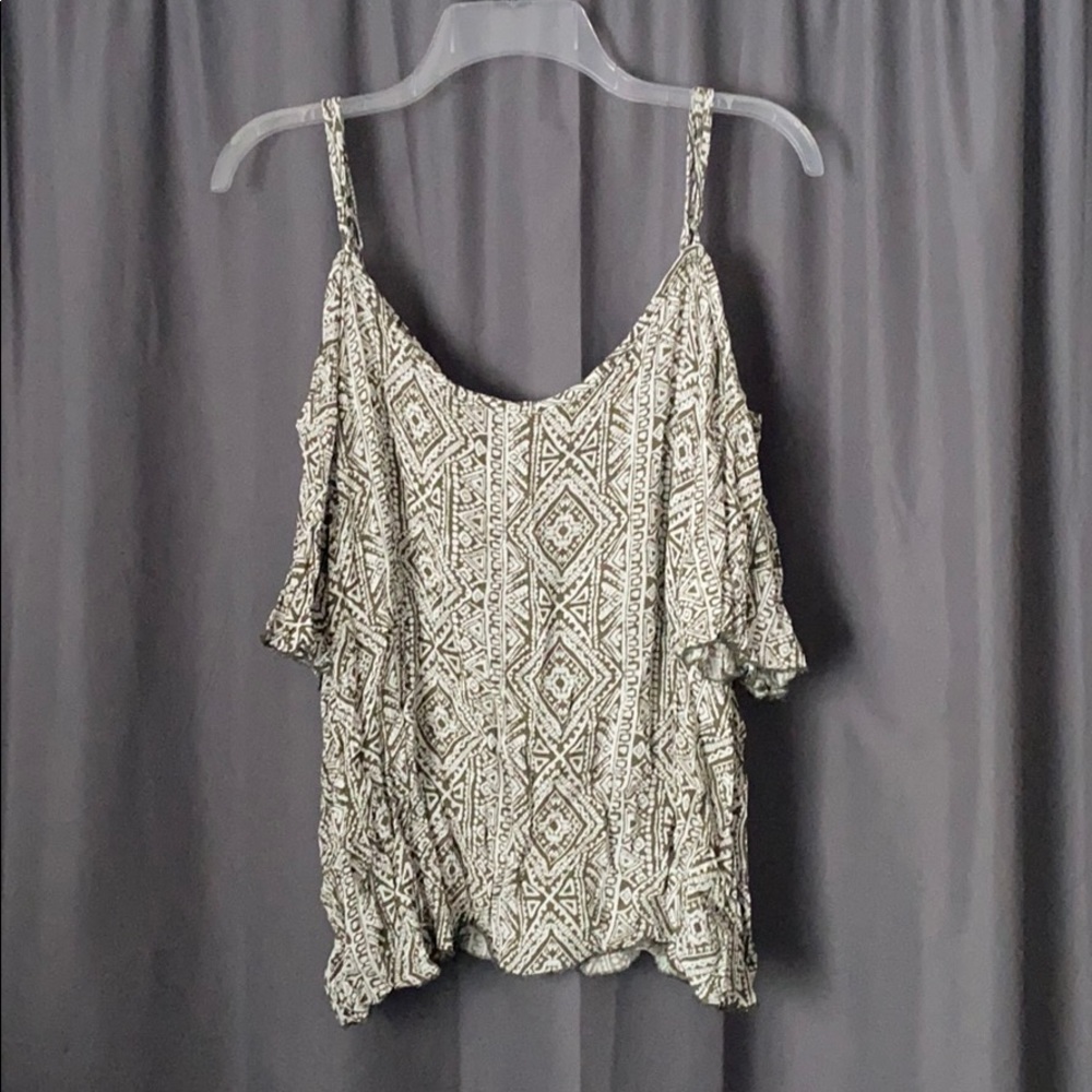 Green Aztec pattern off the shoulder top